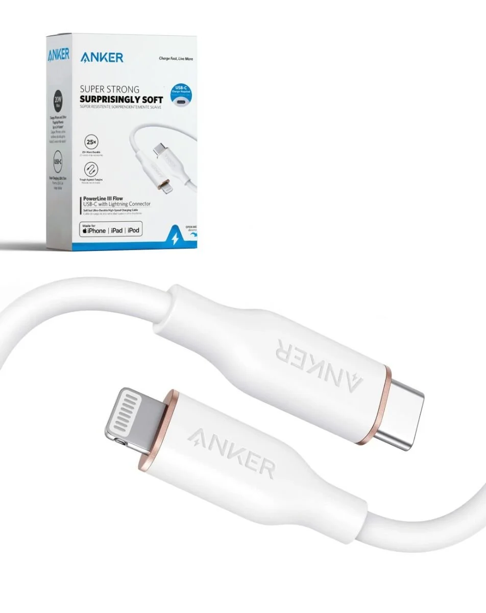 ANKER - Powerline III Flow 6' USB-C To USB-C Connector - White